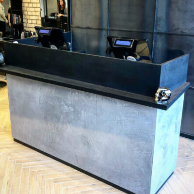 Hair salon, Venetian plaster polished concrete Surrey