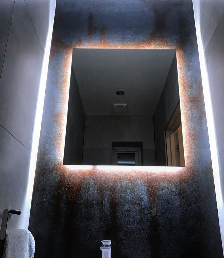 Novacolor Oxidation rust, residential bathroom.