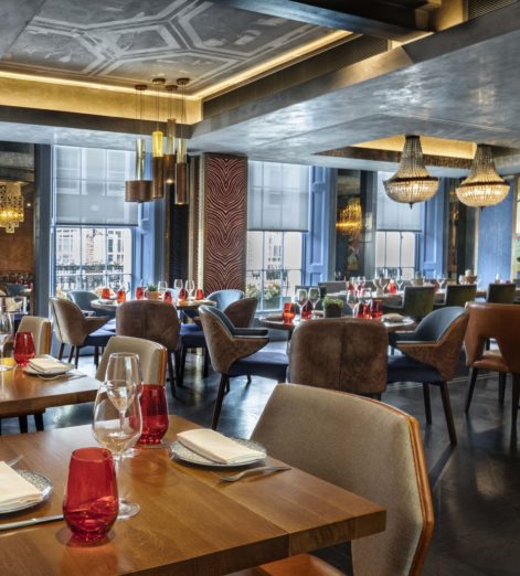 Concrete ceiling, geometric pattern